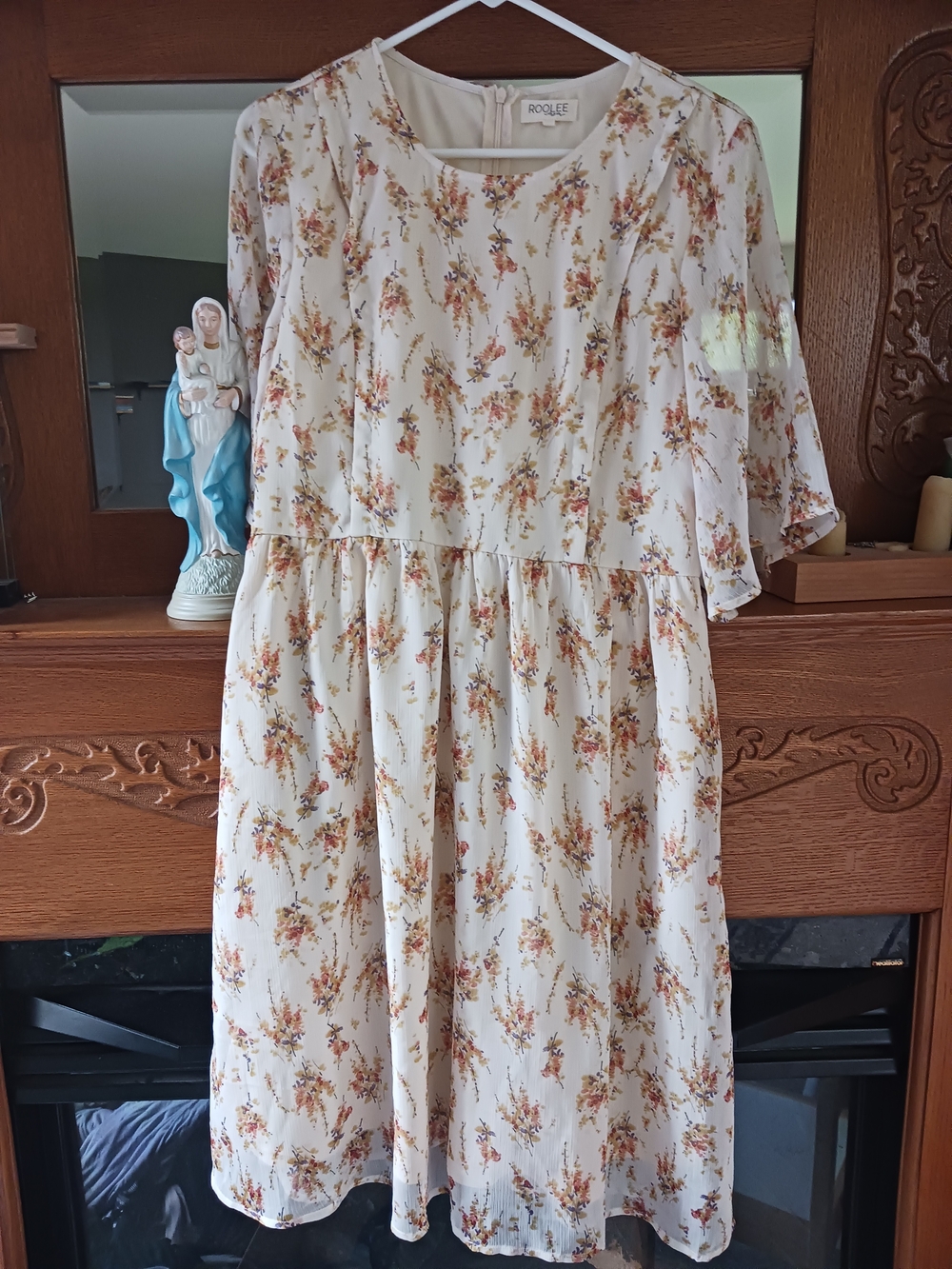 Roolee Mom Ivory Floral Midi Zip Nursing Dress